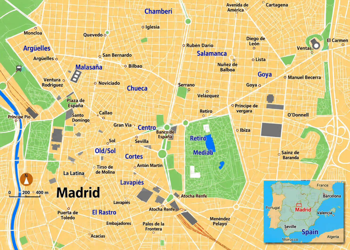 Central Madrid map