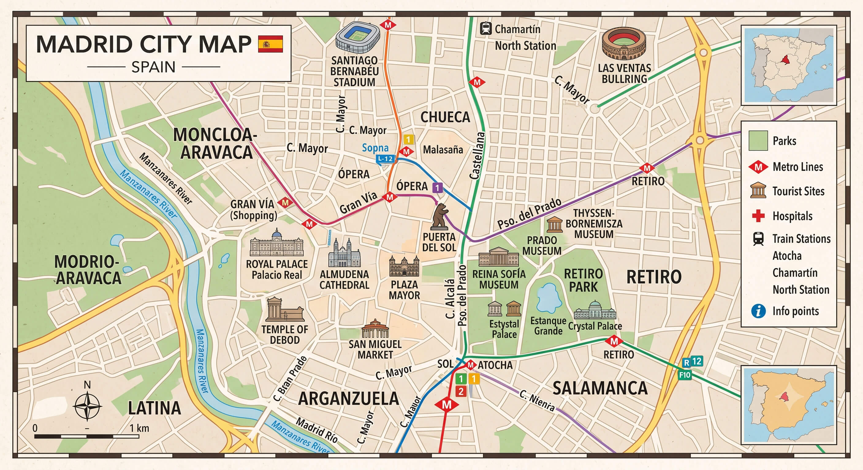 Downtown Madrid map