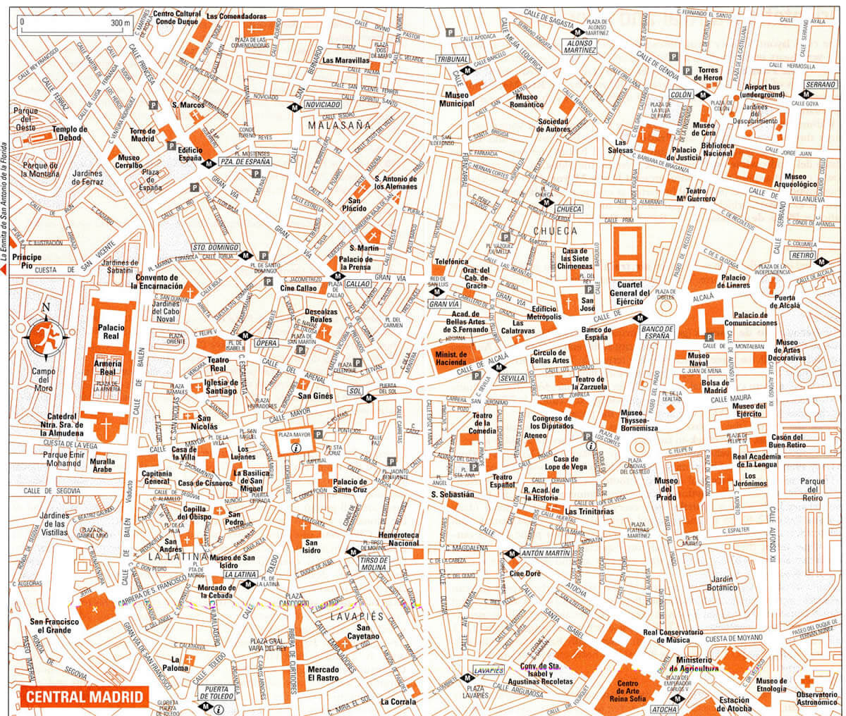 Historic center of Madrid map