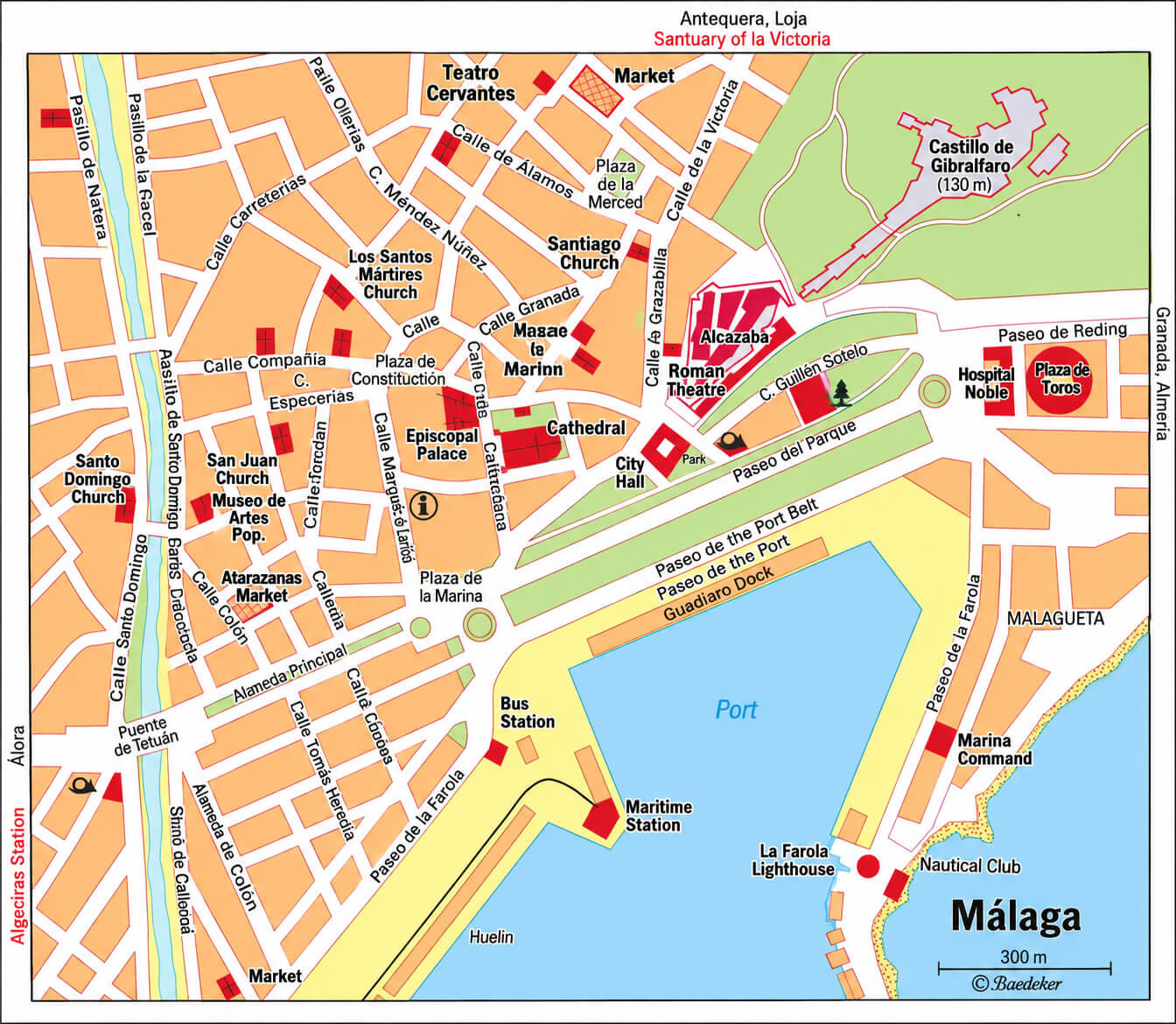 Malaga city center map