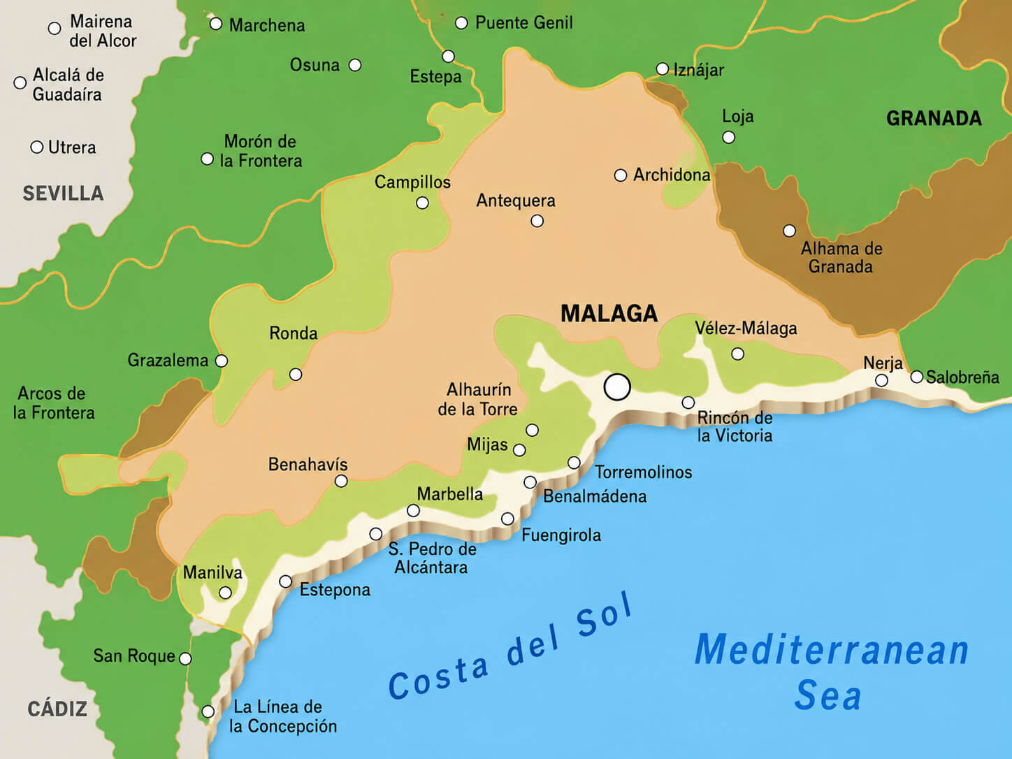 Malaga Costa del Sol map