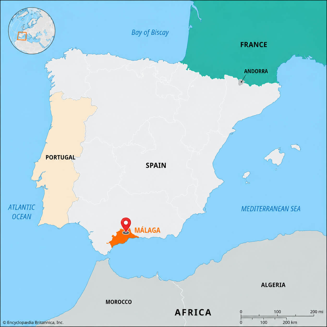Malaga location map Andalusia