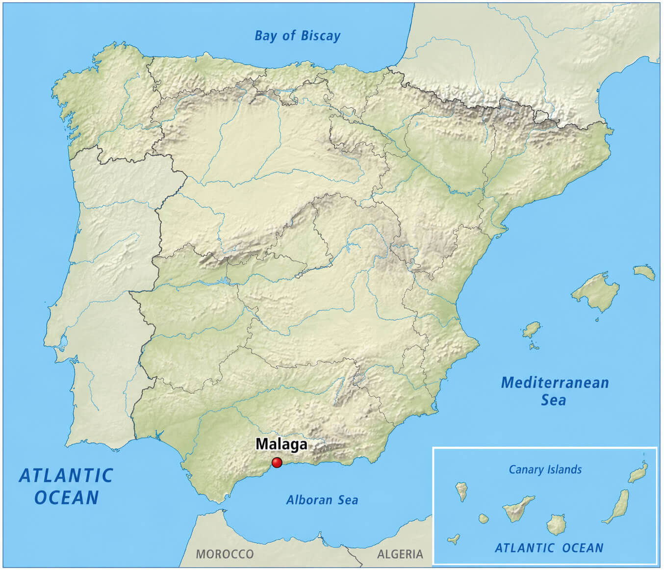 Malaga spain physical map
