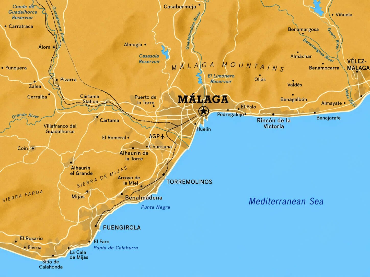 Malaga street map Spain
