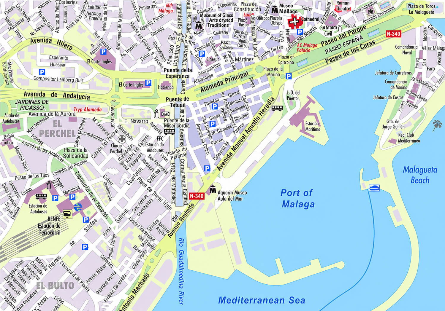 Malaga tourist map Spain