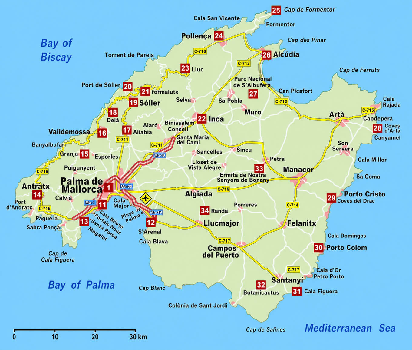 Mallorca highway map