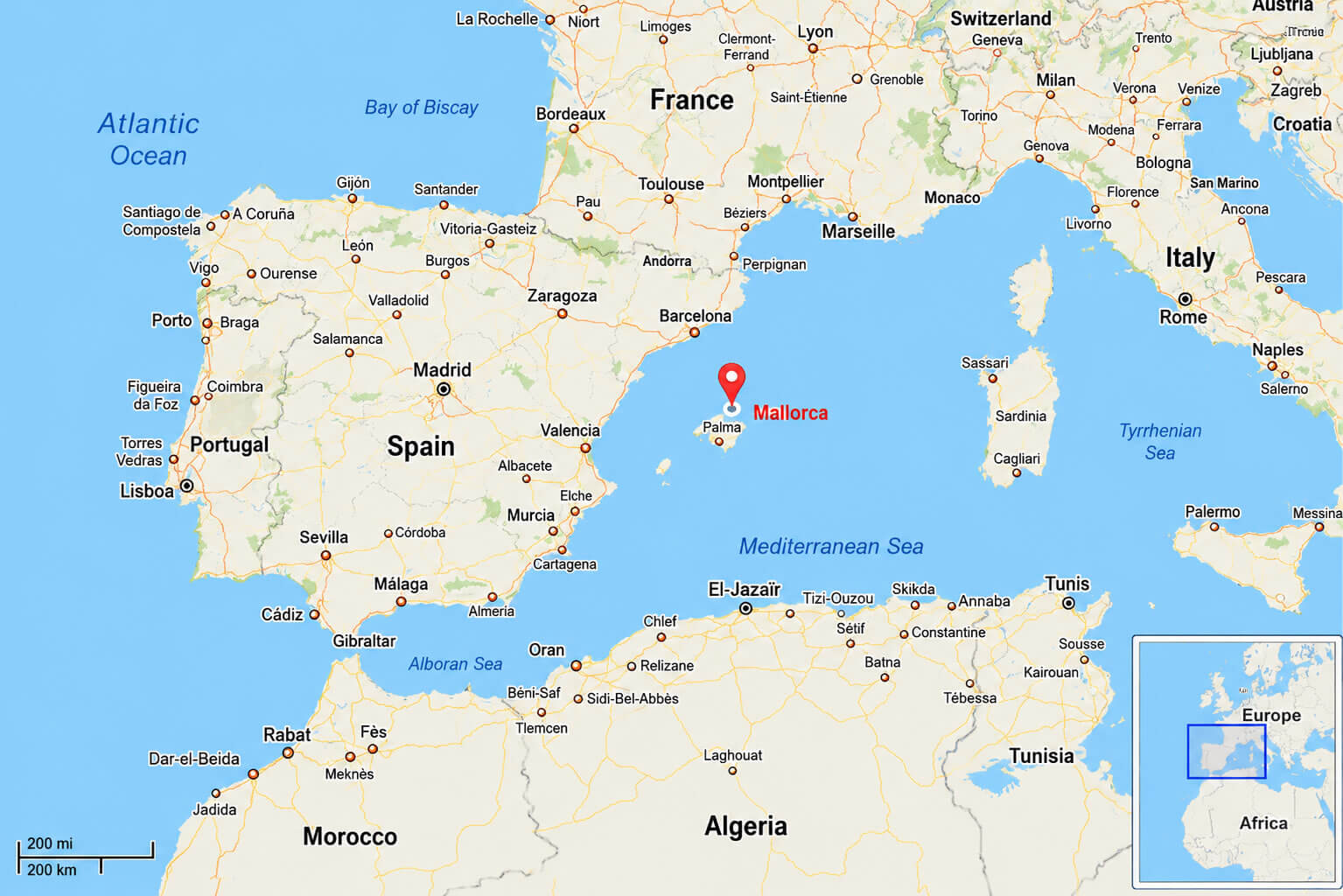 Mallorca location in Balearic Islands map