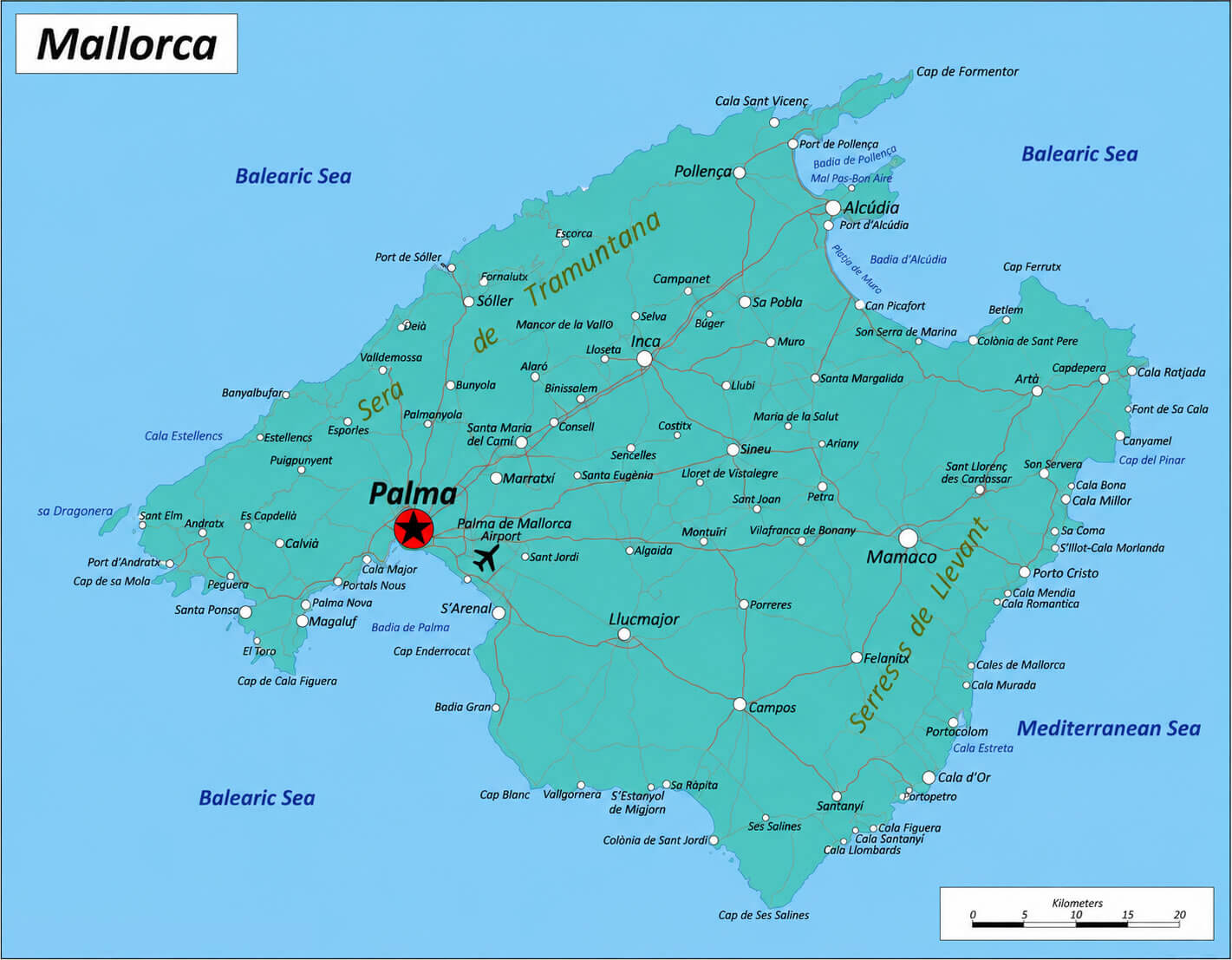 Mallorca municipalities map