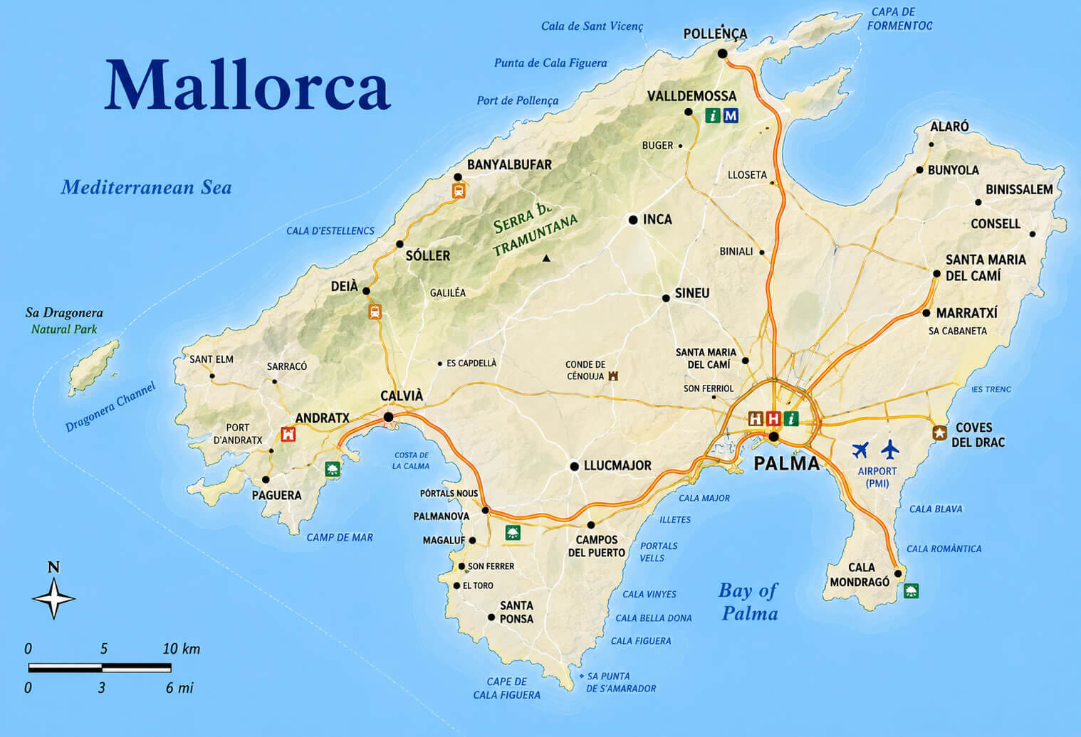 Mallorca physical map