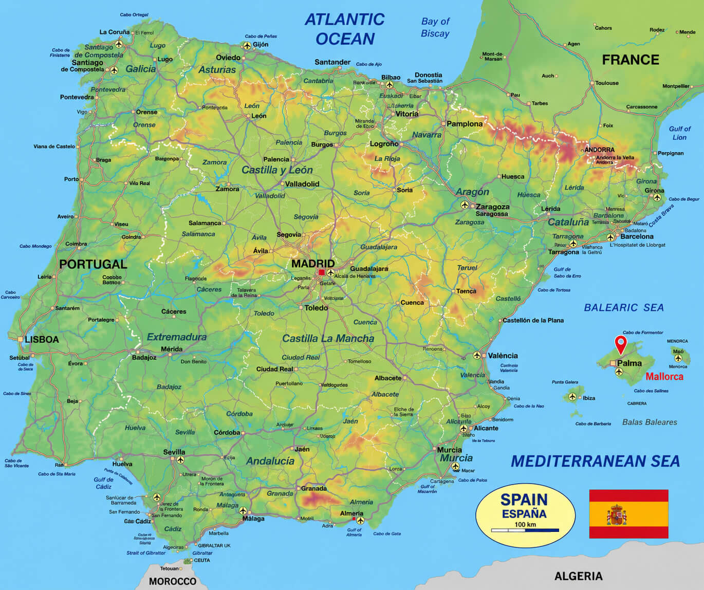 Mallorca relief map Spain