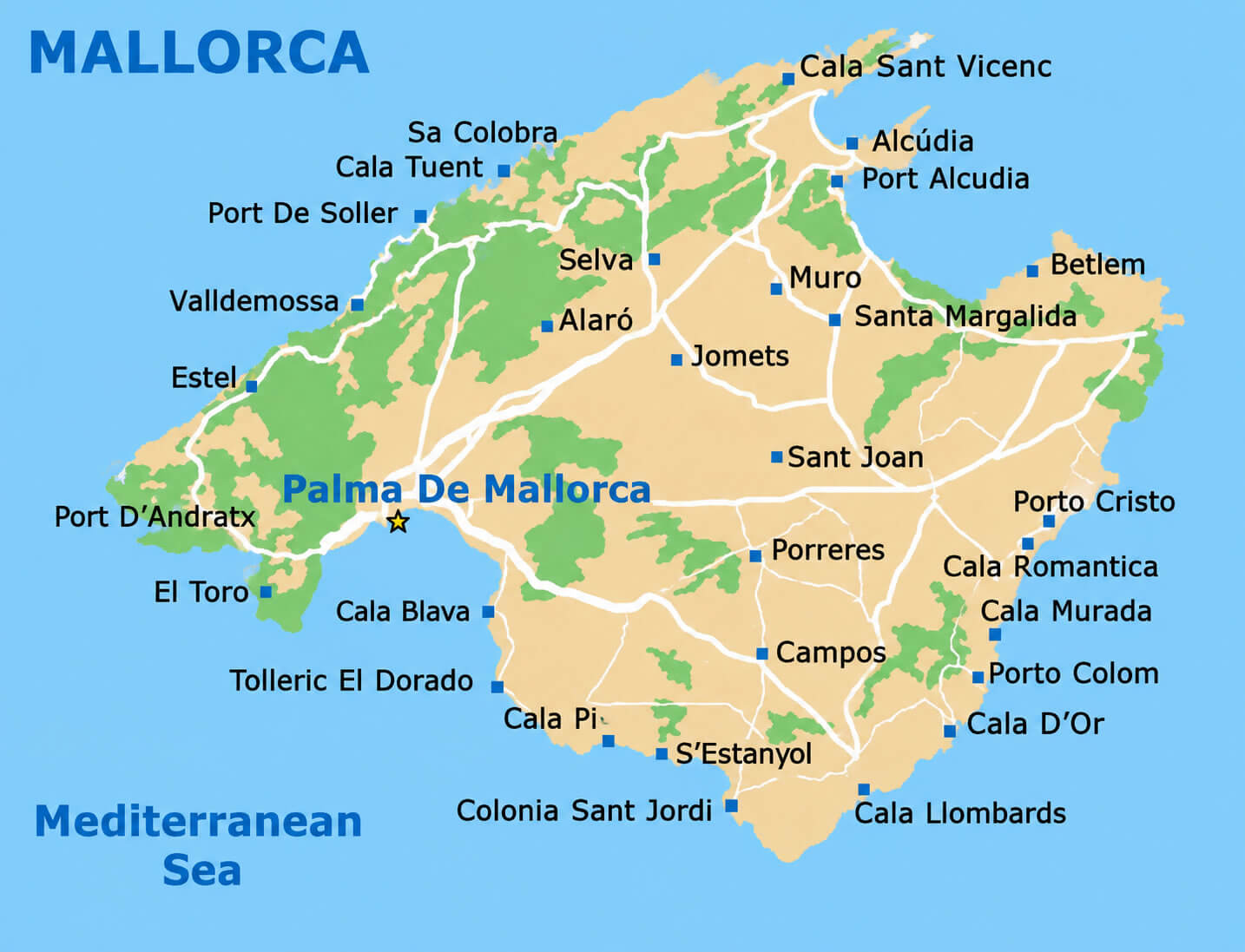 Mallorca road map Spain