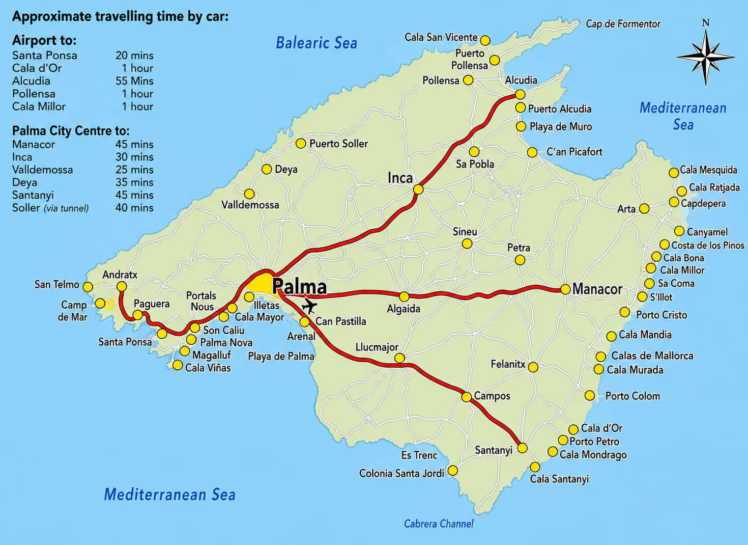 Mallorca road network map
