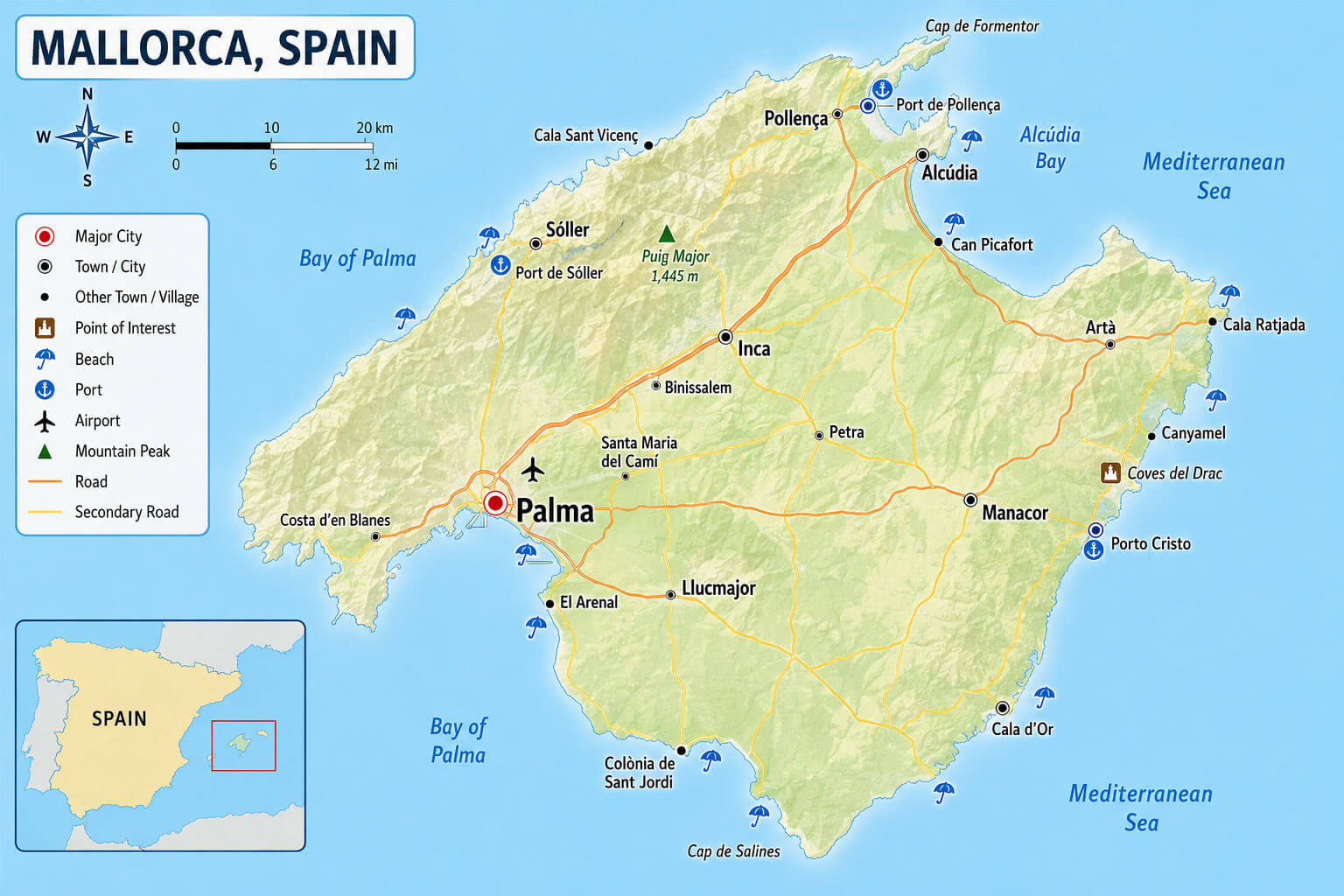 Mallorca tourist map Spain