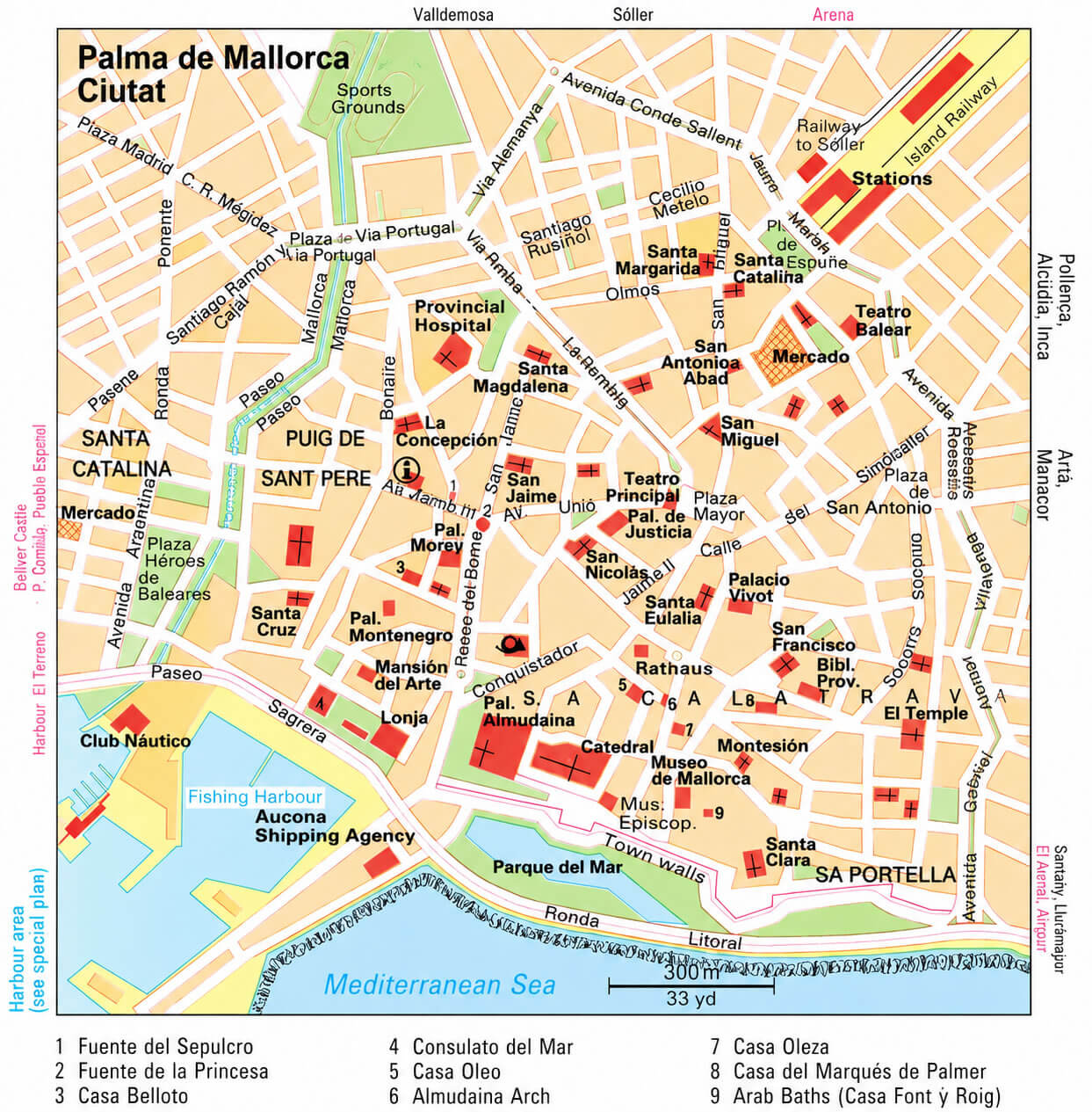 Palma de Mallorca city center map