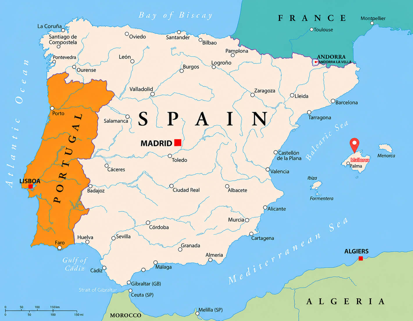 Where is Mallorca on Spain map