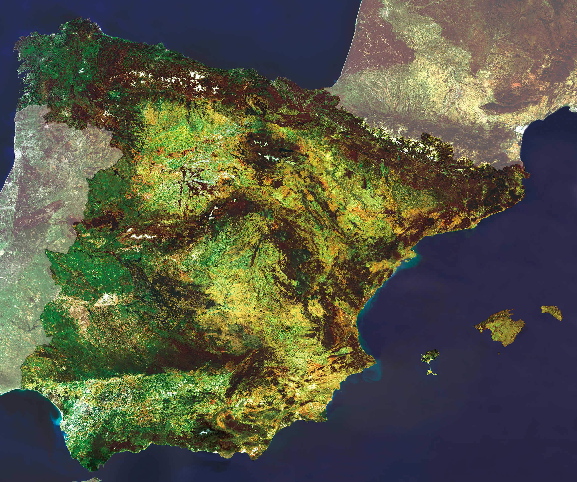 Satellite map of Spain