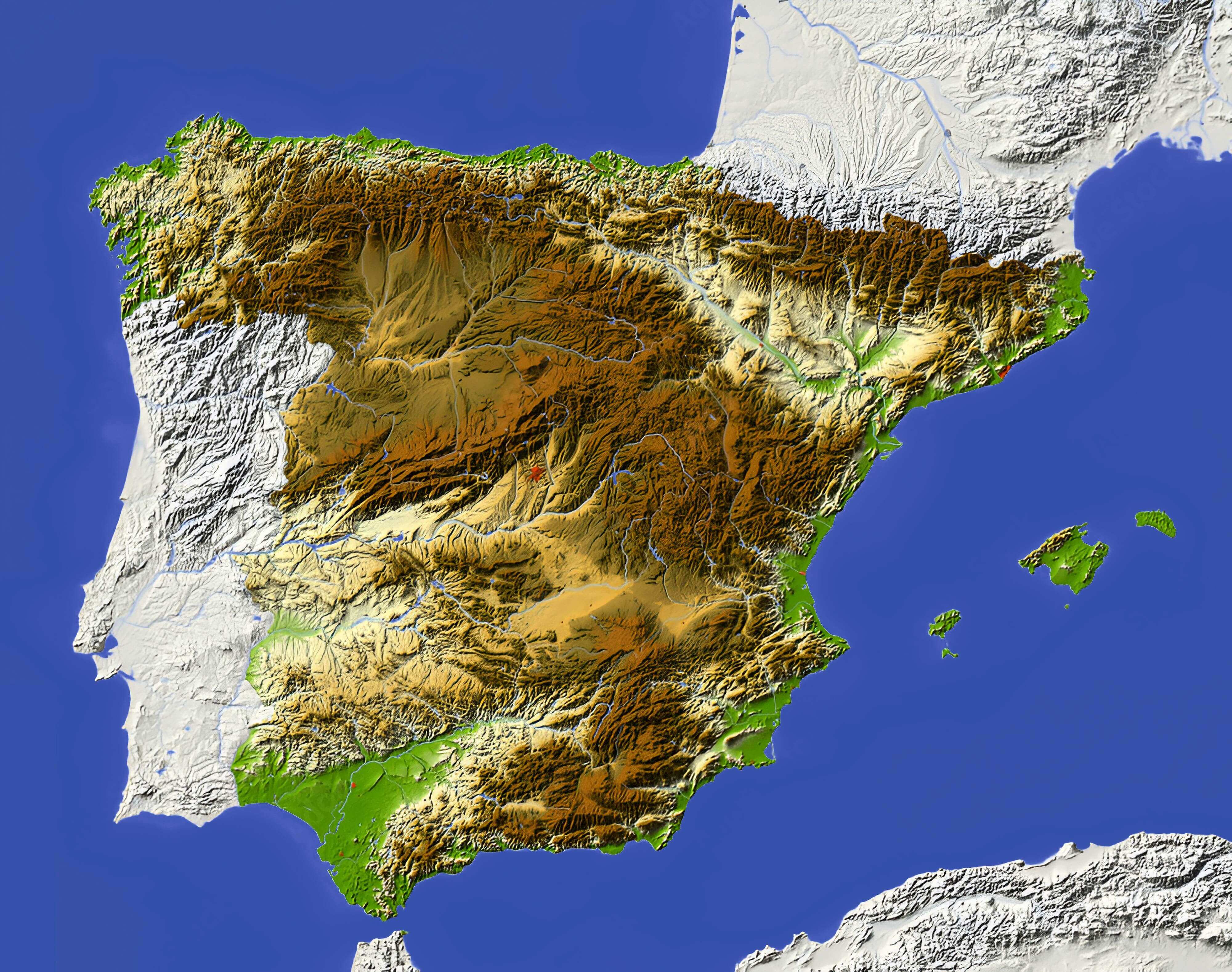 Spain relief map