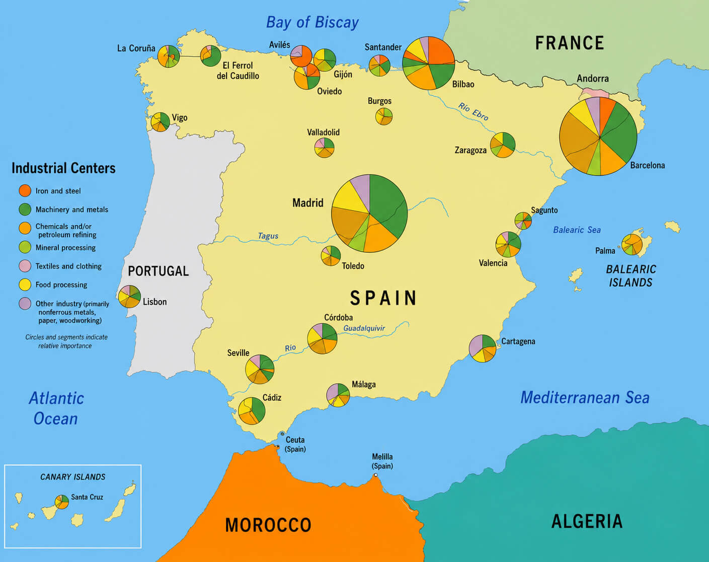 Spain economy map