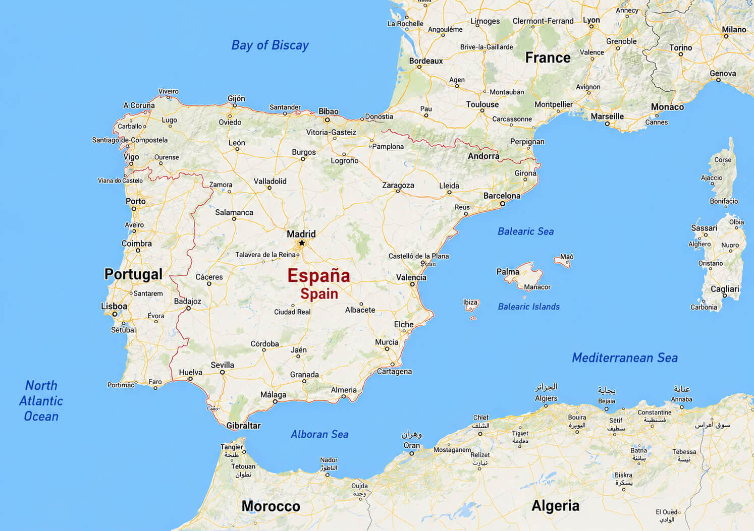 Spain Google map