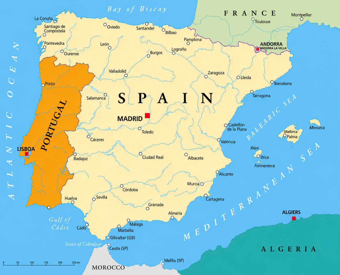 Spain rivers map