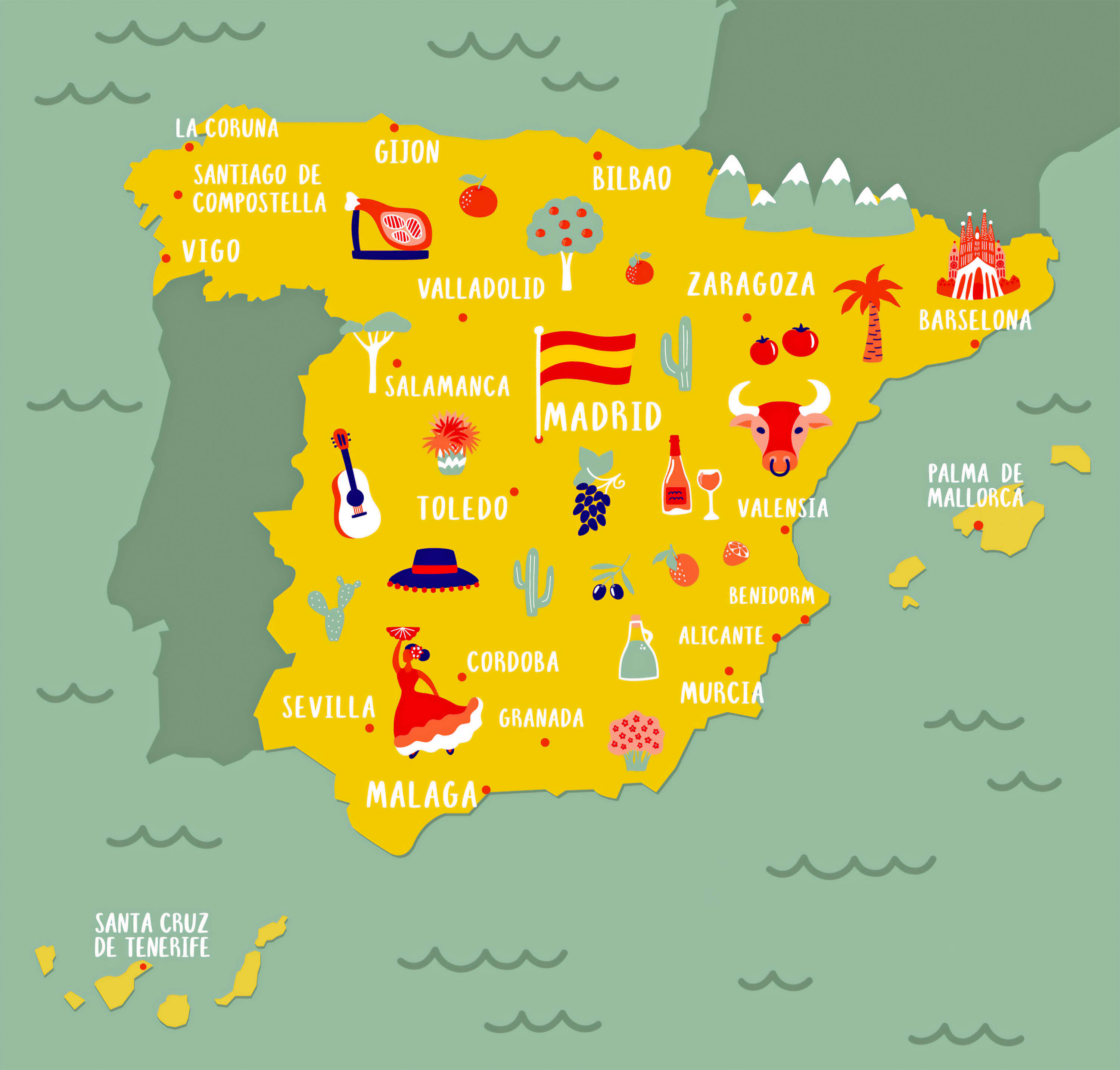 Spain tourist attractions map