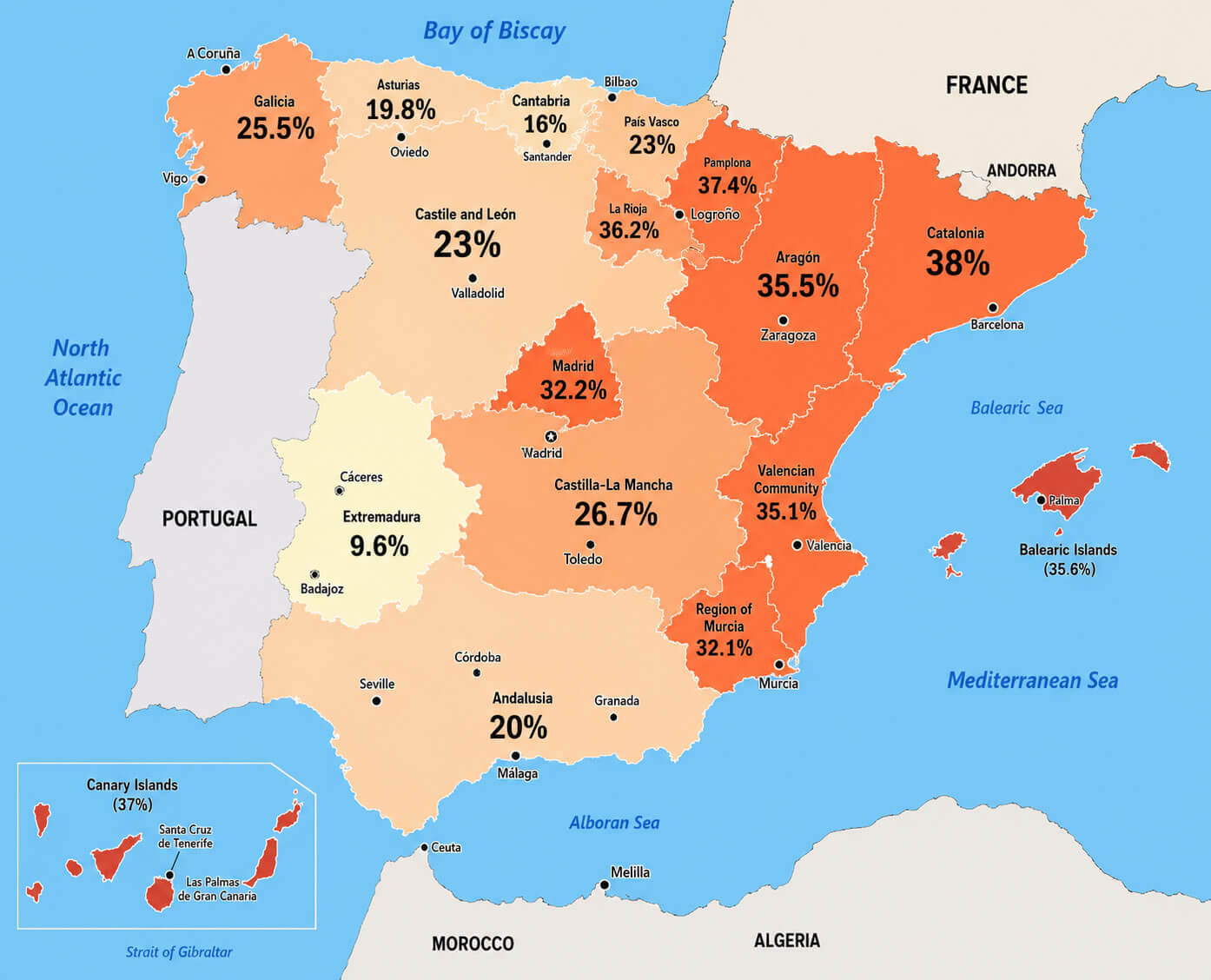 Spain foreign origin population map