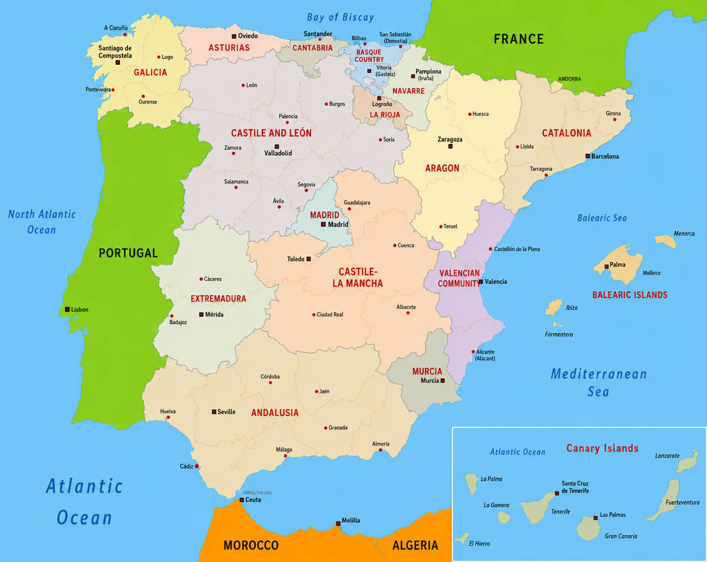 Administrative map of Spain