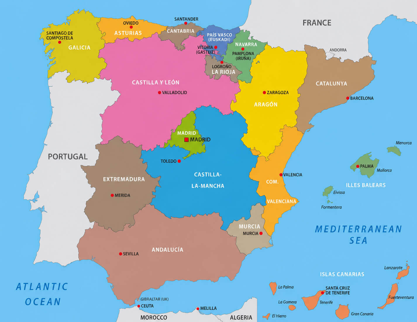 Spain Regions Map 16 Provinces map of Spain