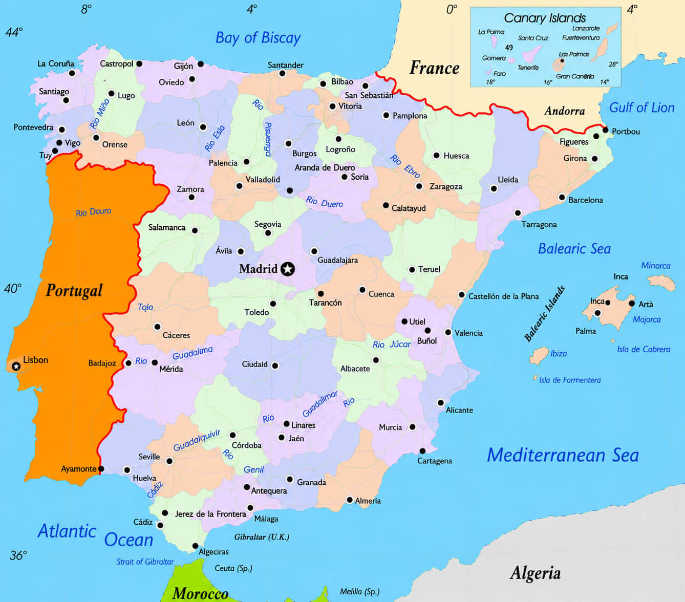 Spain administrative divisions map