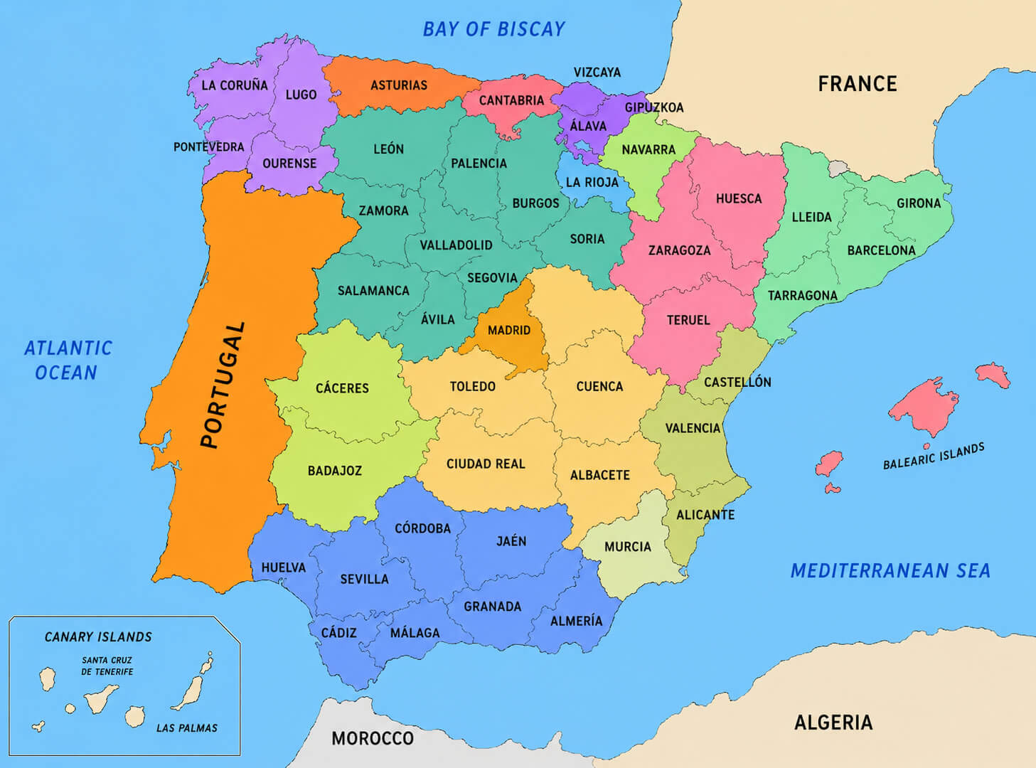 Spain administrative regions map