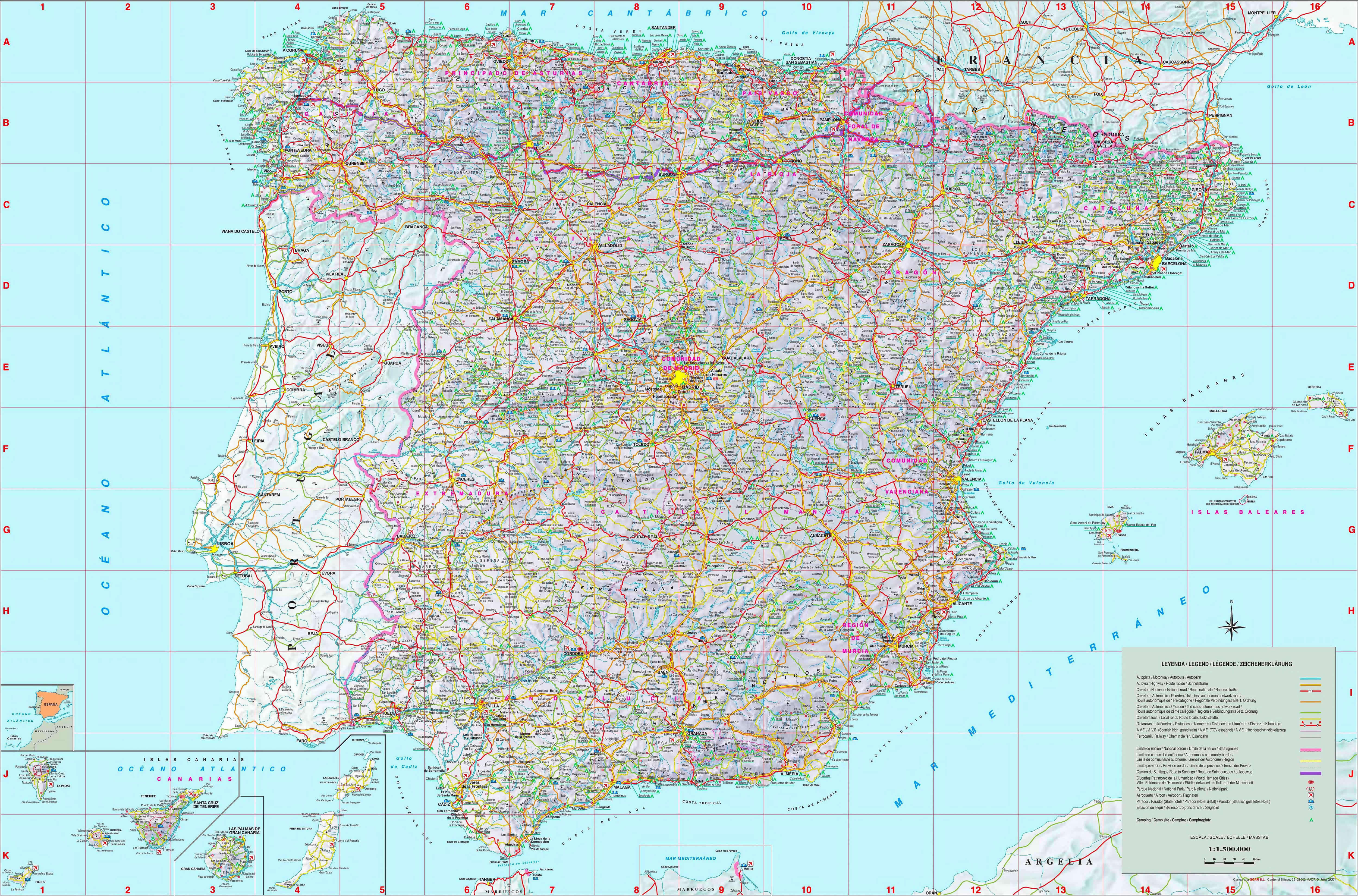 Spain Road Map 17 Detailed map of Spain