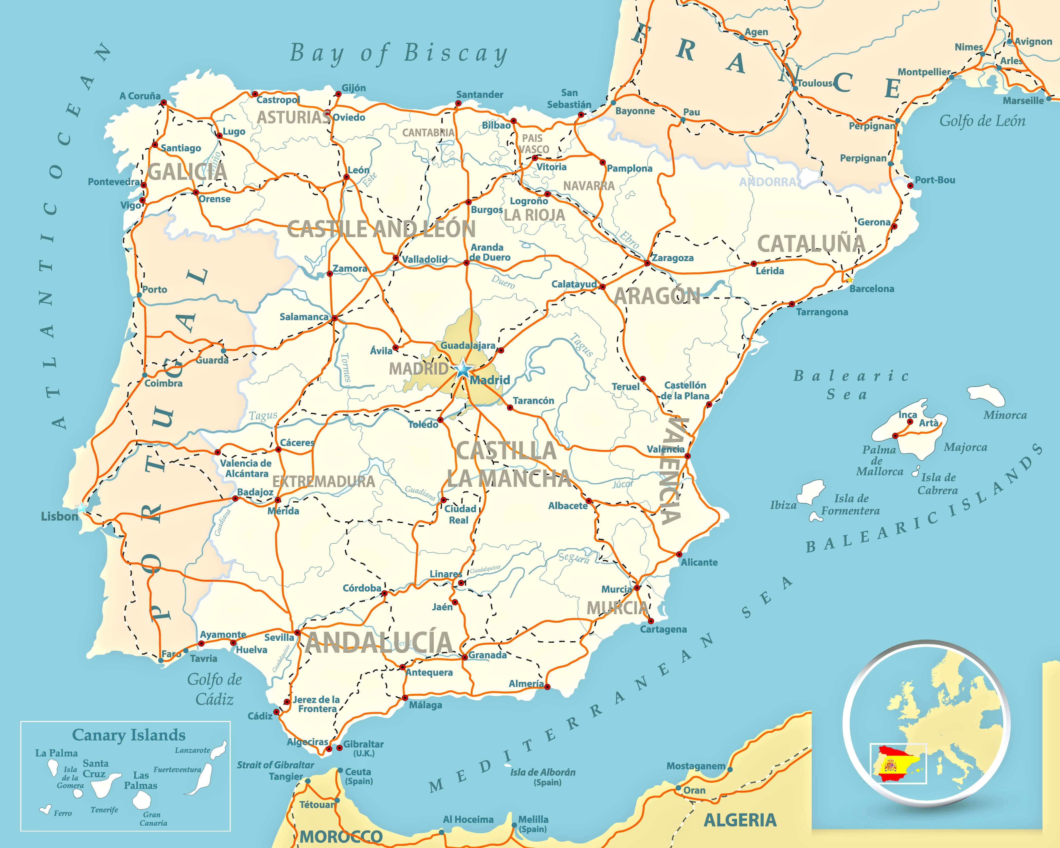 Spain transit map