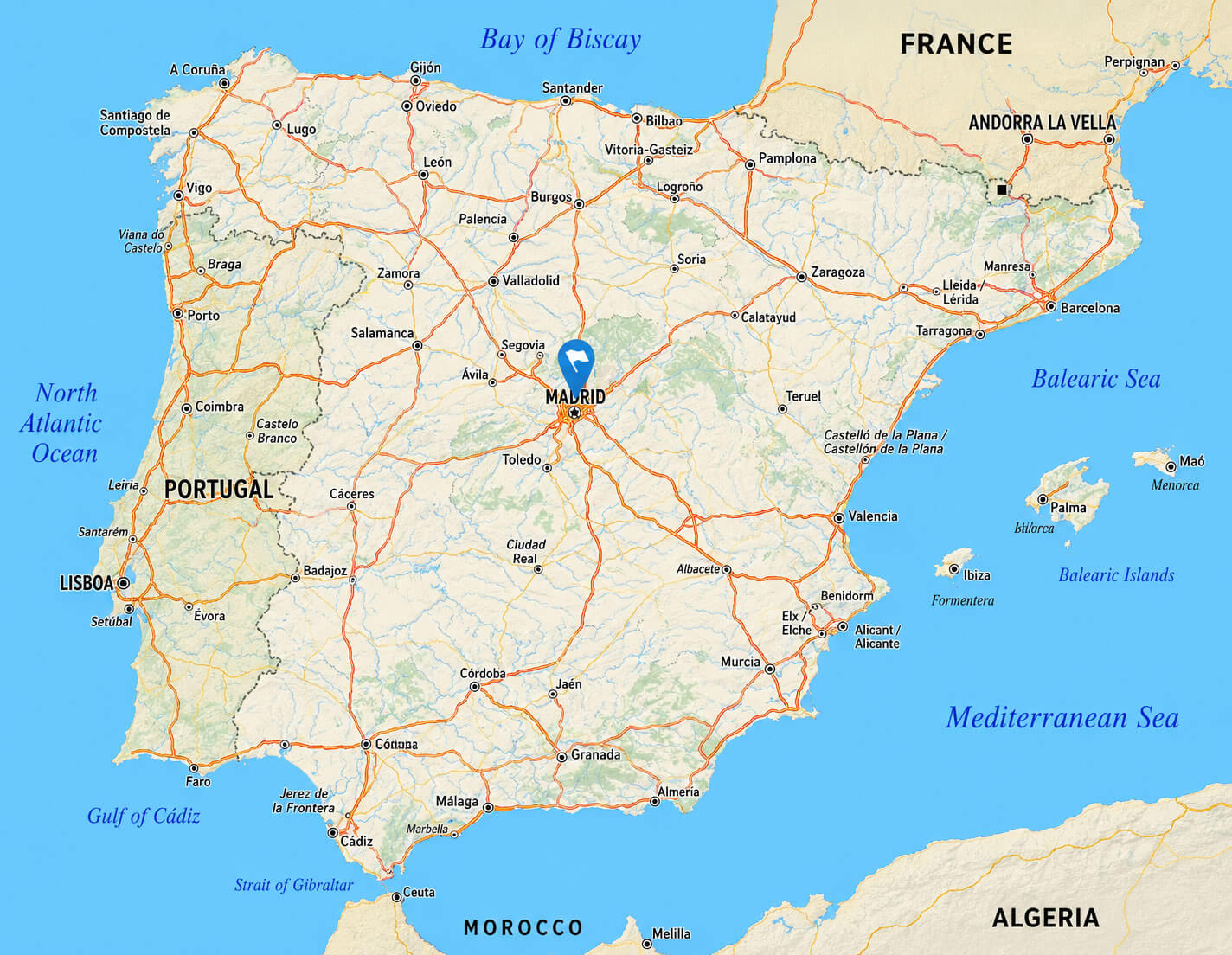 Spain transportation map