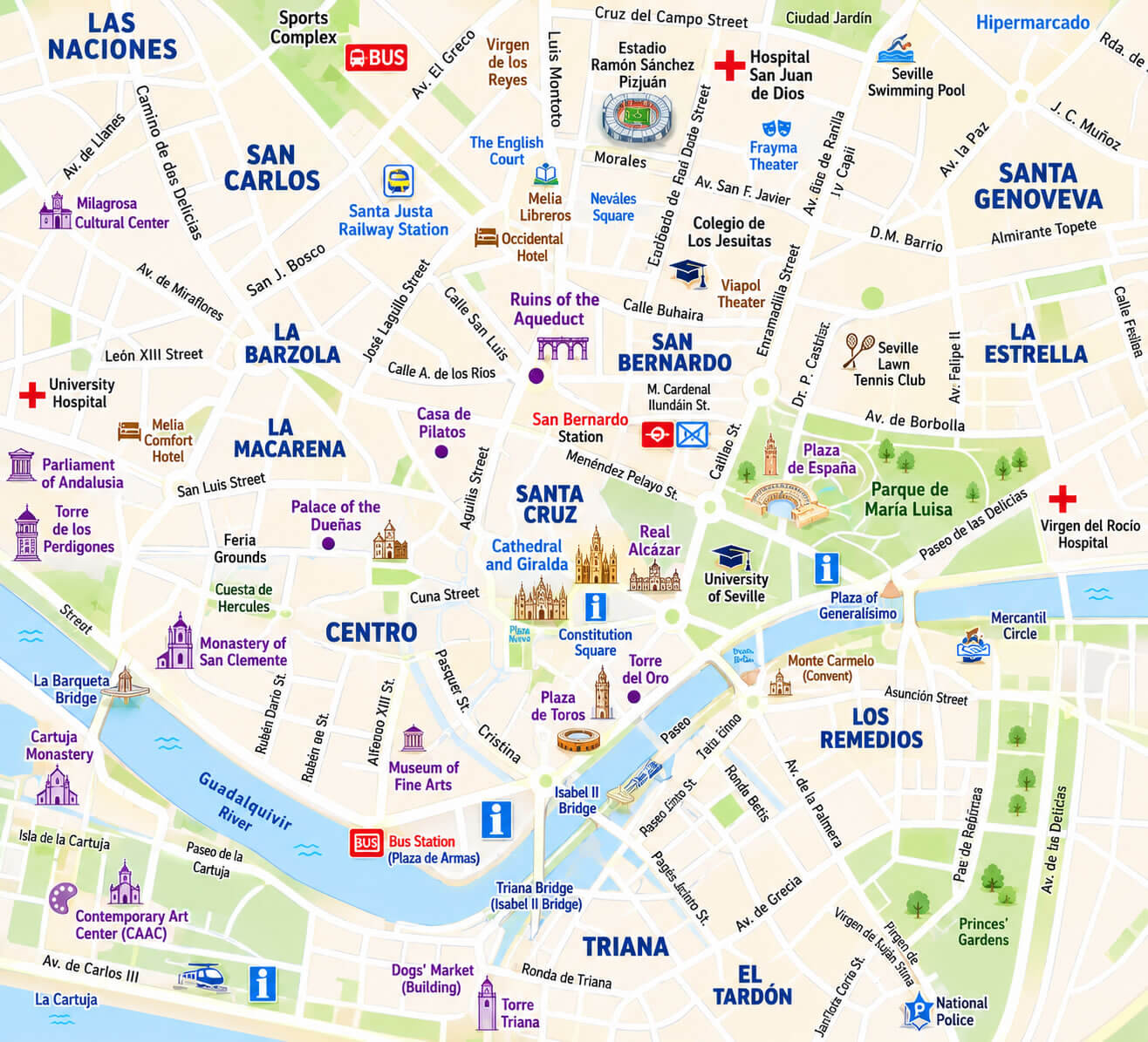 Seville center map