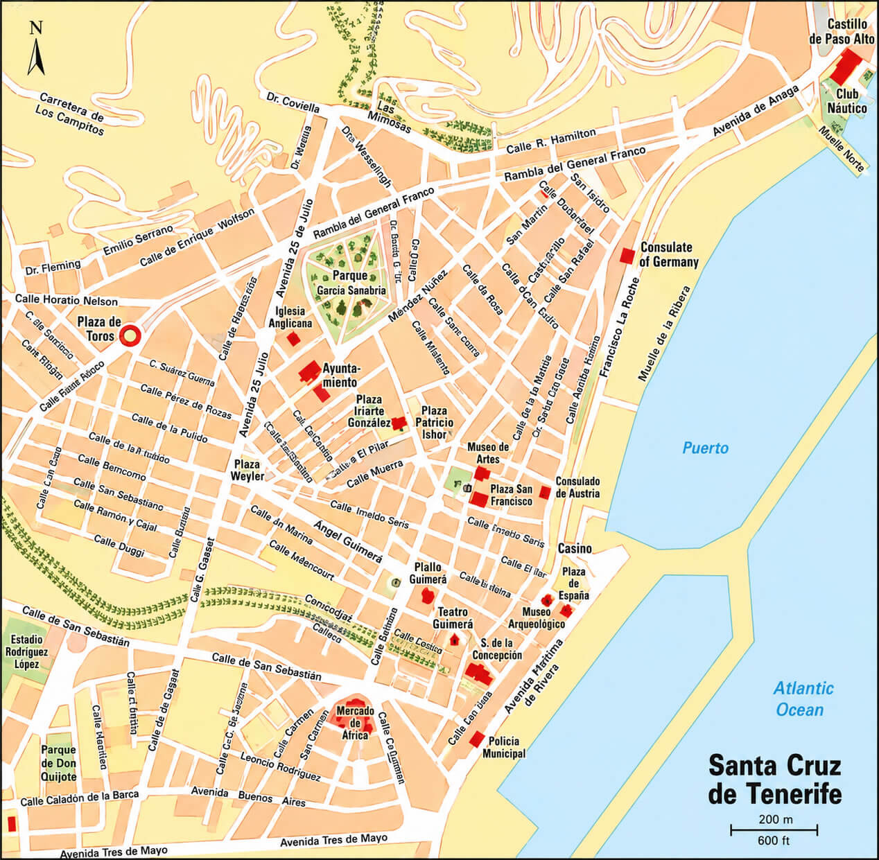 Santa Cruz de Tenerife city center map