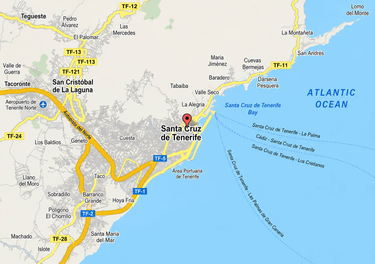 Santa Cruz de Tenerife road map