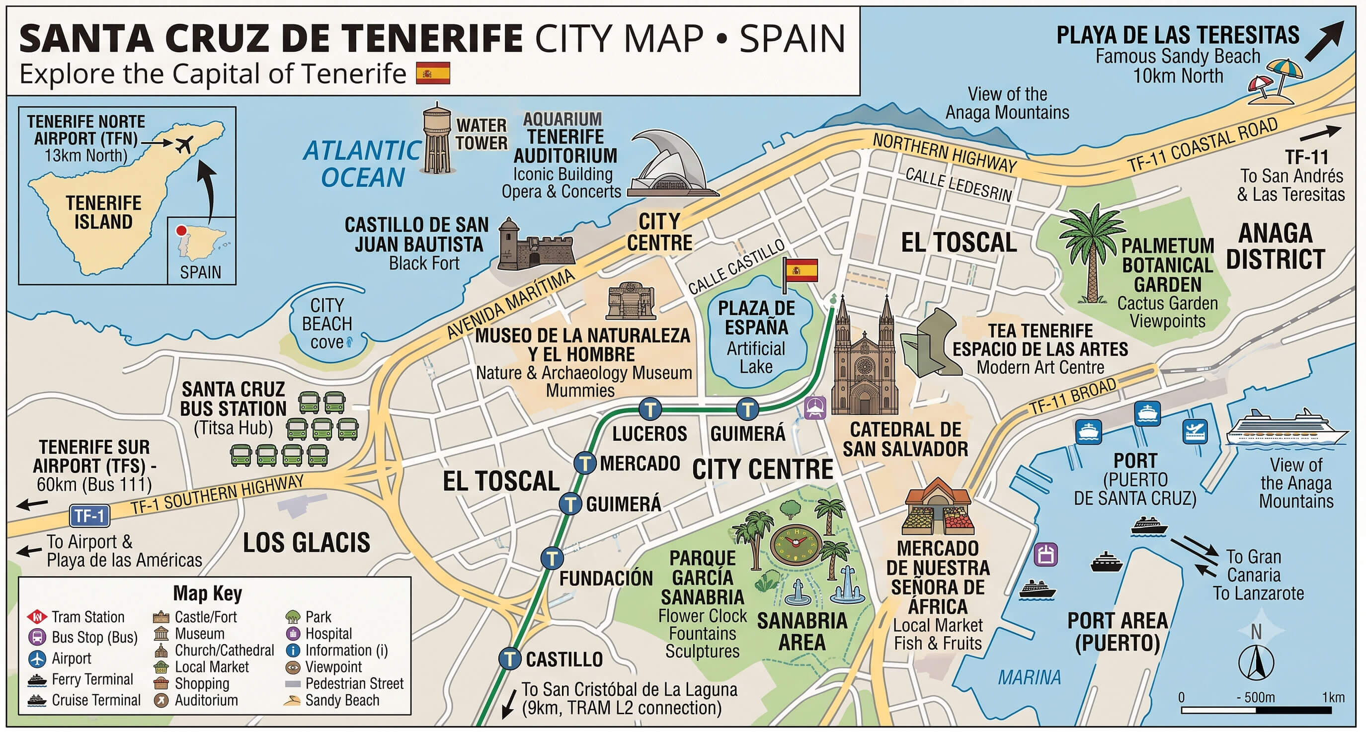 Tenerife city guide map