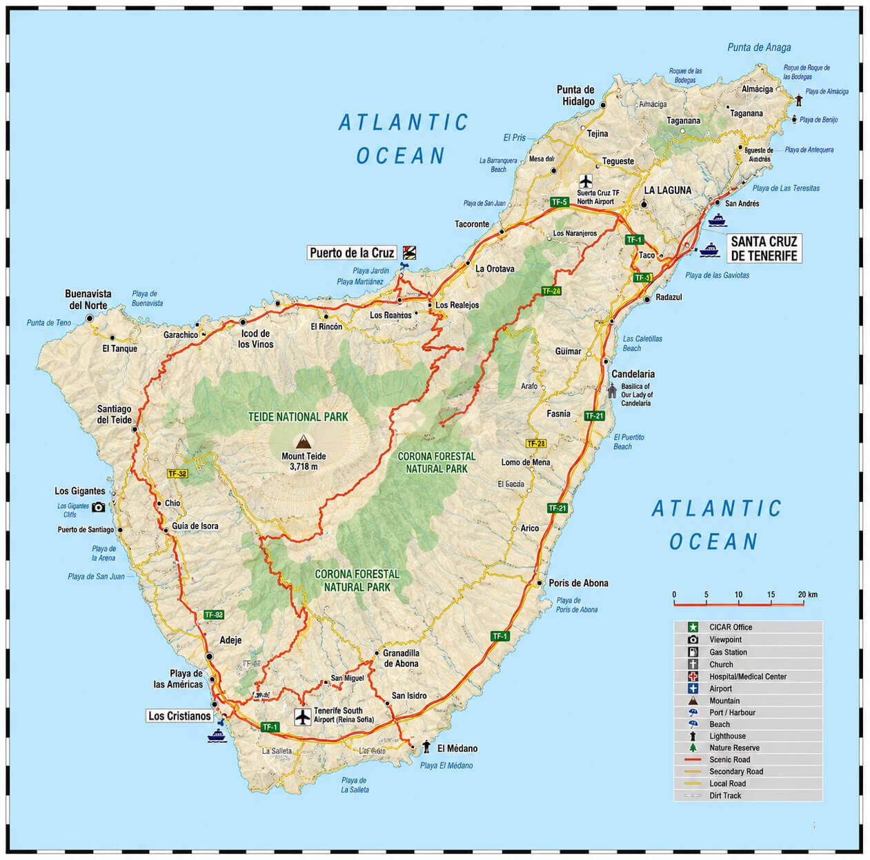 Tenerife topographic map