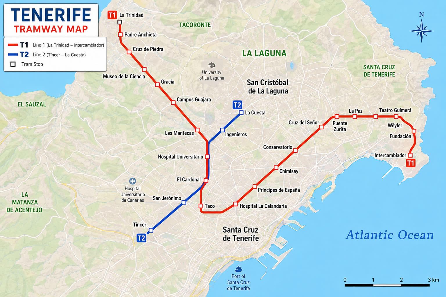 Tenerife tram map