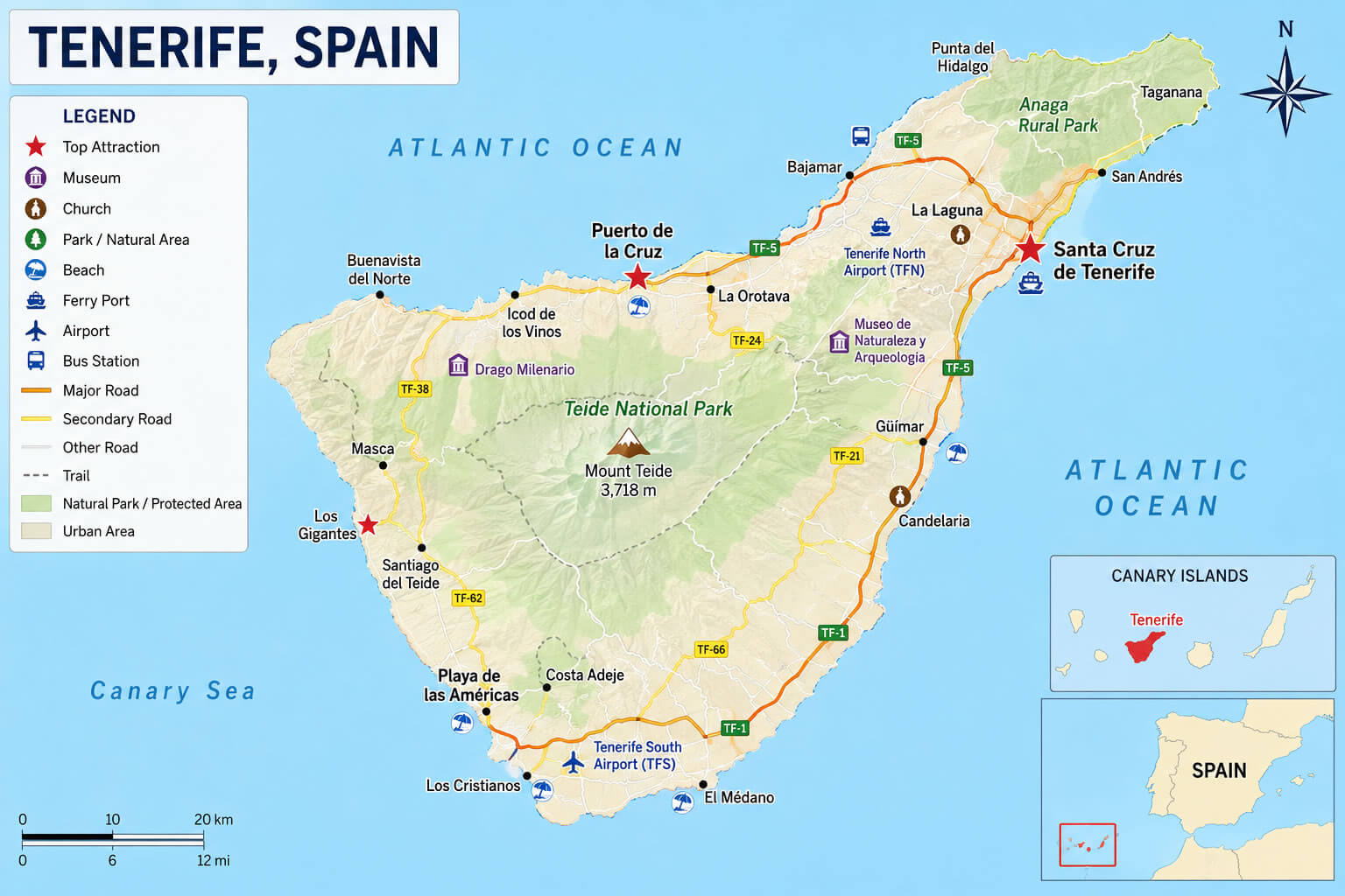 Tenerife travel map