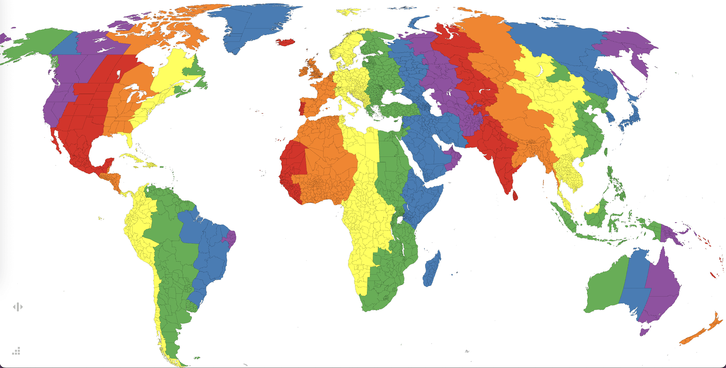 Time zone map of the World with Spain