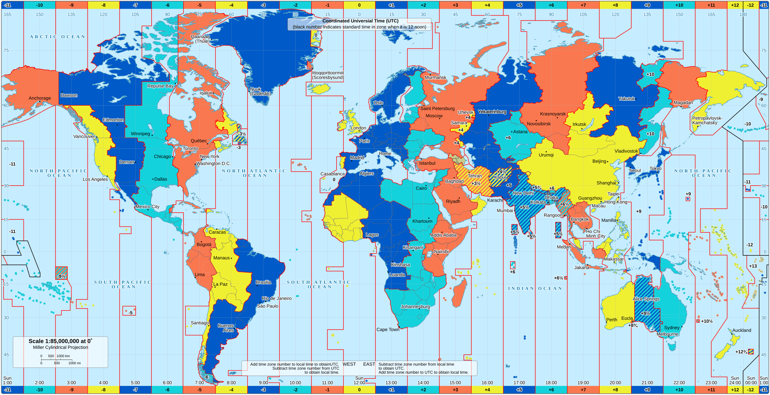 Time zones of the World and Spain utc 1