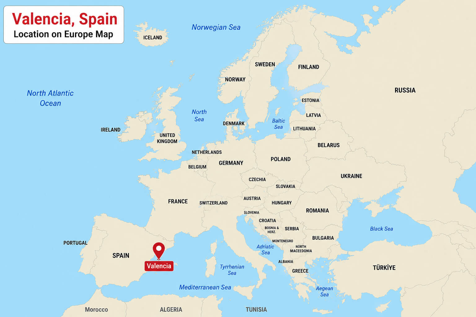 Valencia Location on Europe Map