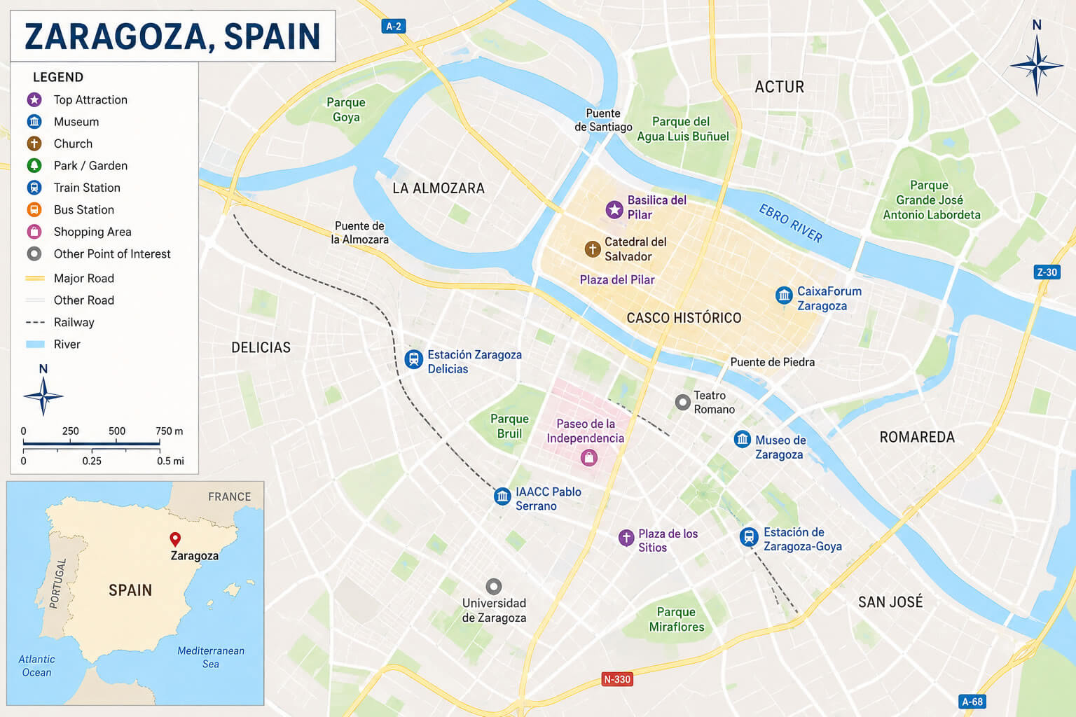 Zaragoza city map