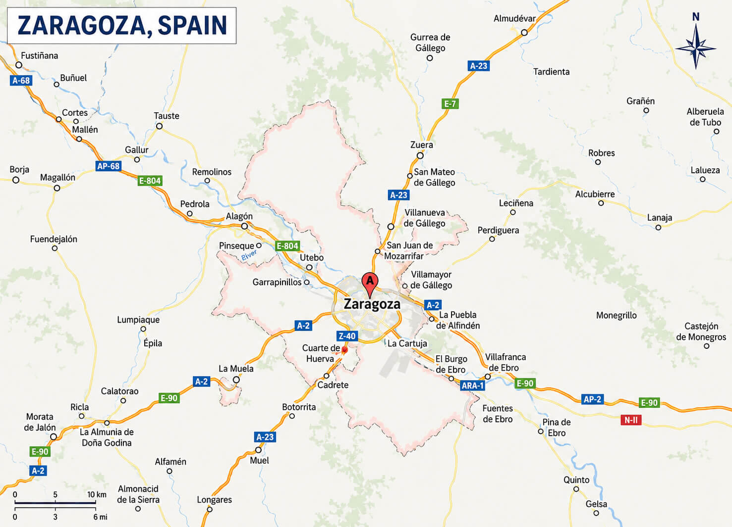 Zaragoza highway map