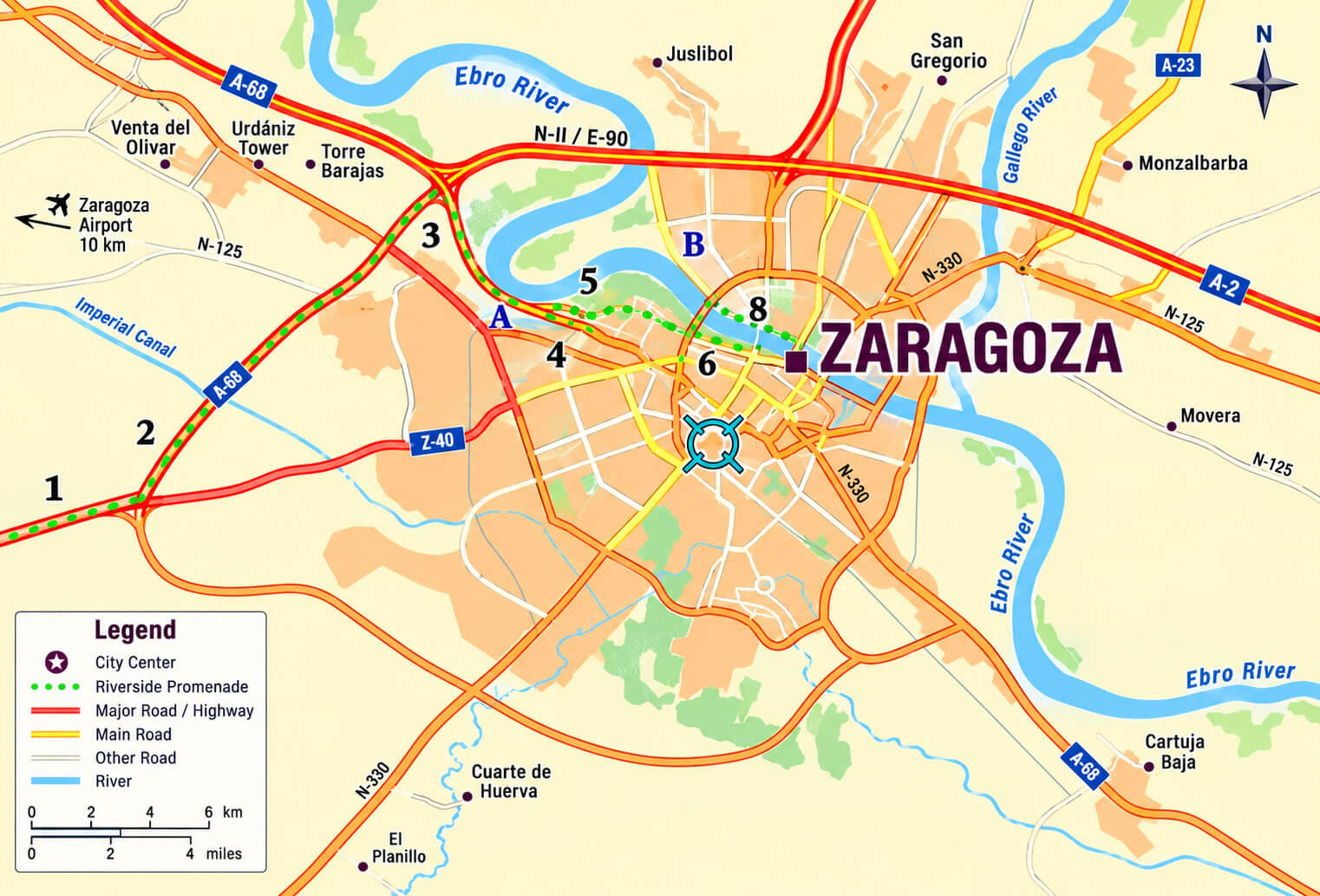 Zaragoza ring road map