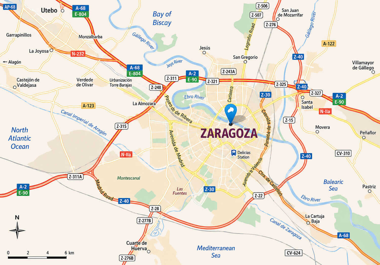 Zaragoza street map