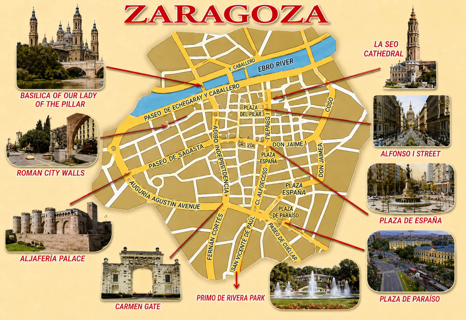 Zaragoza tourist map