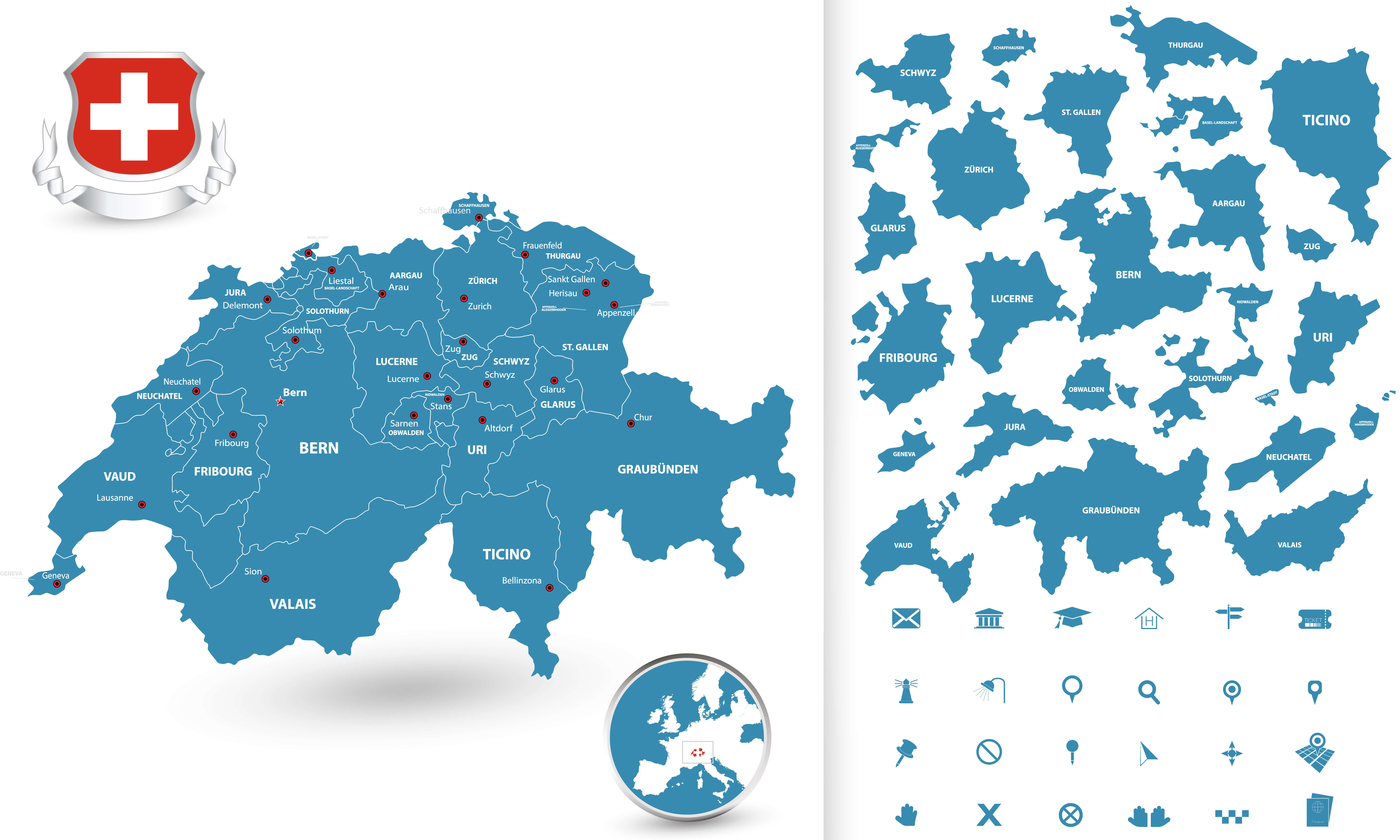 Switzerland regions map
