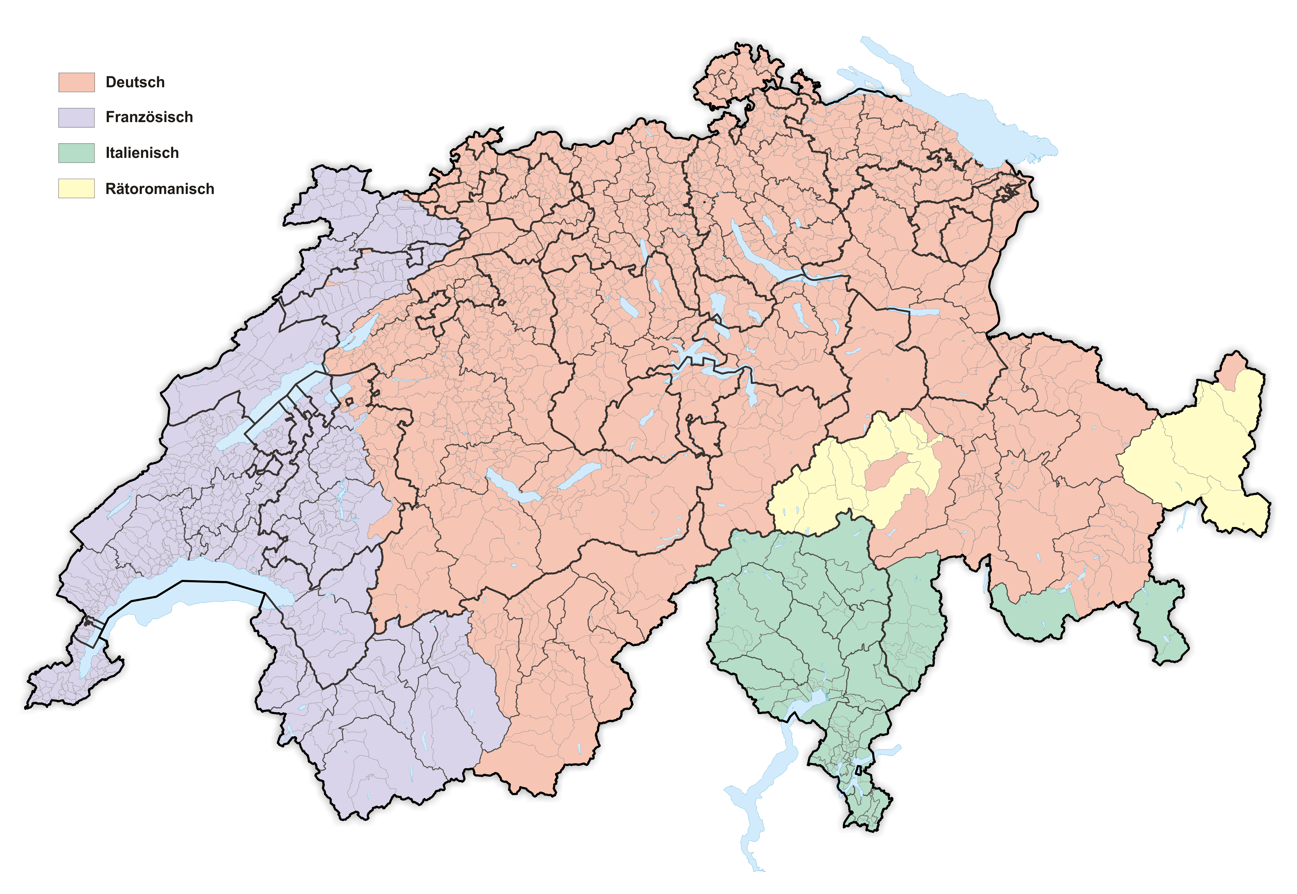 National languages map in Switzerland